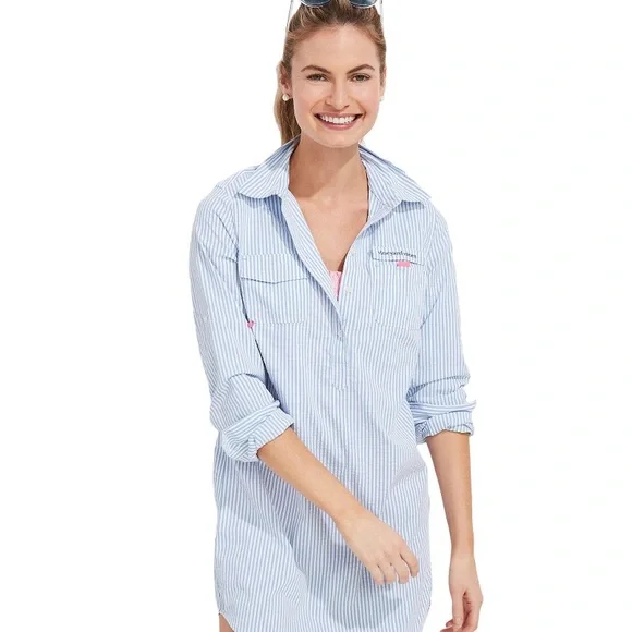 NWT VINEYARD VINES seersucker harbor shirt cover up size 0 - Picture 2 of 9